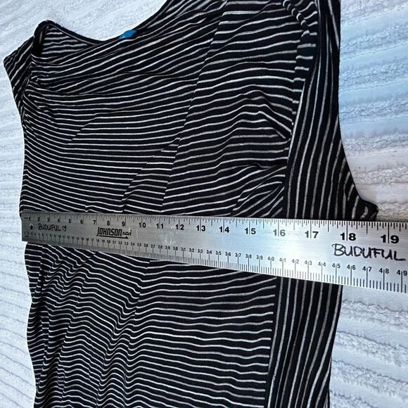 New Derek Lam For Design Nation Sz Large Striped Black Combo Drape Neck Dress - Picture 8 of 10